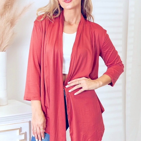 NWT Orange Open Front Basic Cardigan - Picture 3 of 4